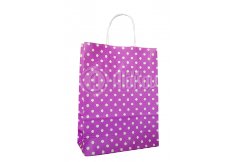 Papírová taška růžová s puntíkem 240x100x310mm