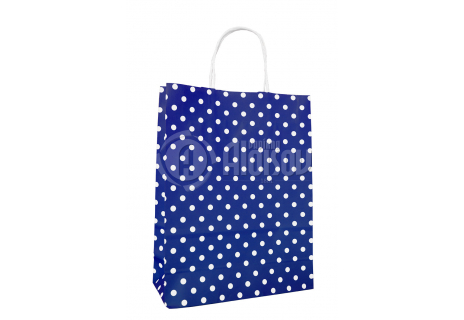 Papírová taška modrá s puntíkem 240x100x310mm